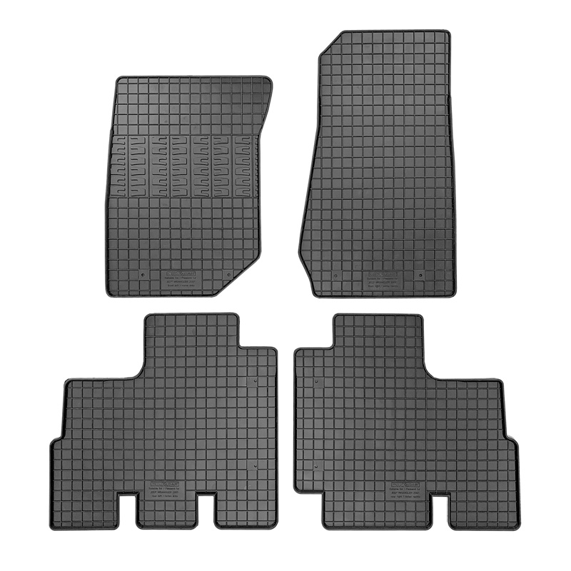 RUBBER MATTEN PASSEND VOOR JEEP WRANGLER III (JK) 2007-2018 (4-DELIG + MONTAGESYSTEEM)