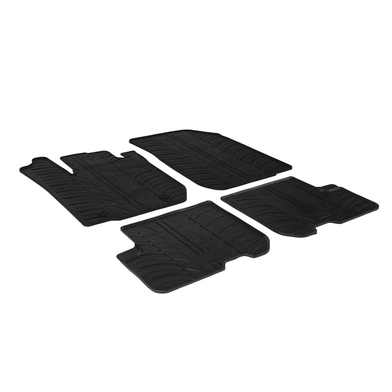 RUBBERMATTEN PASSEND VOOR DACIA SANDERO 2012-2020 & LOGAN 2013- (T PROFIEL 4-DELIG + MONTAGECLIPS)