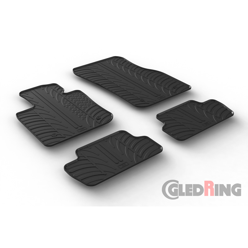 RUBBERMATTEN PASSEND VOOR MINI F56 3-DEURS 2014- (T PROFIEL 4-DELIG + MONTAGECLIPS)