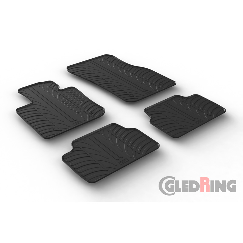 RUBBERMATTEN PASSEND VOOR MINI F55 5-DEURS 2014- (T PROFIEL 4-DELIG + MONTAGECLIPS)