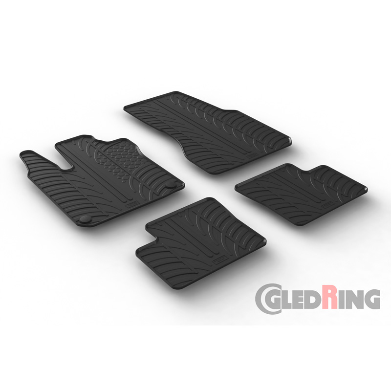RUBBERMATTEN PASSEND VOOR SMART FORFOUR 453 2014- (T PROFIEL 4-DELIG + MONTAGECLIPS)
